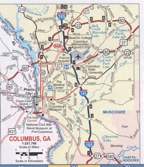 Columbus Ga Road Map Free Printable Map Highway Columbus City