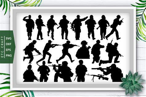 Soldiers Svg Cut File Army Svg Silhouette Bundle Crella