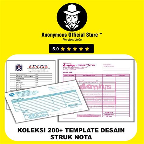 Jual Koleksi Template Desain Struk Nota Faktur Kwitansi Surat