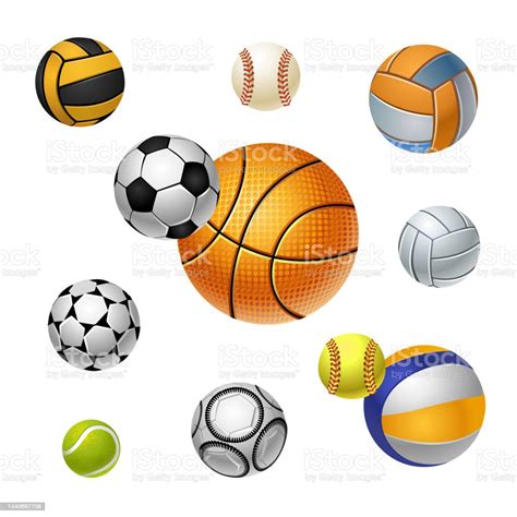 Sports Icons Balls Of Different Sports Football Basketball Baseball