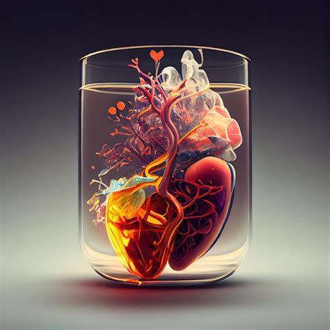 Premium Ai Image Human Heart In A Glass Of Water 3d Illustration Copy