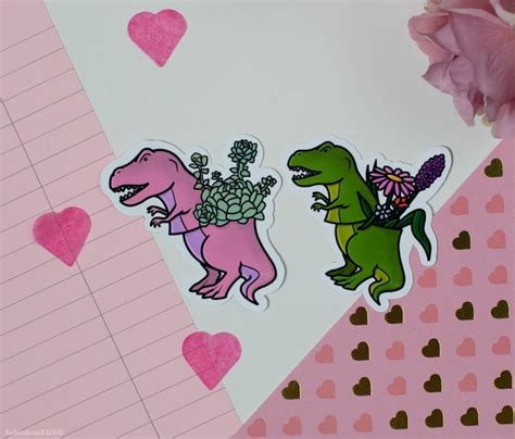 Floral T Rex Couple Planner Stickers Etsy