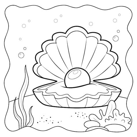 Ejemplo De Libro De Colorear Blanco Y Negro De Clam Shell Sea The