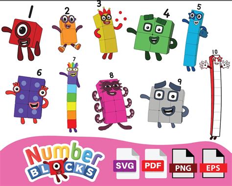 Number Blocks Svg Pack 1 10 Numberblocks Svg Png Pdf Eps Number Blocks