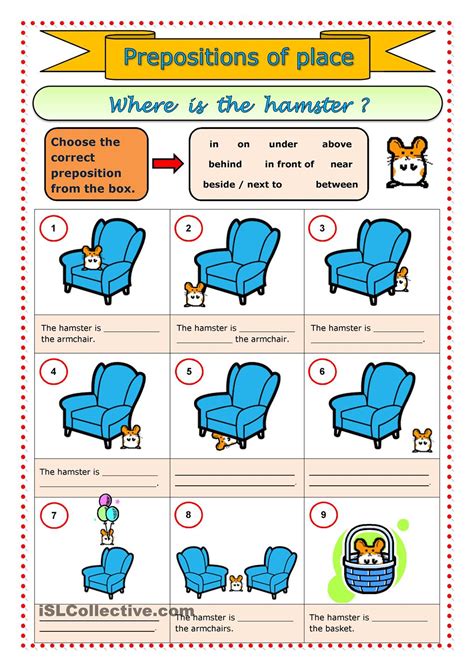 Prepositions Of Place Exercises Worksheet