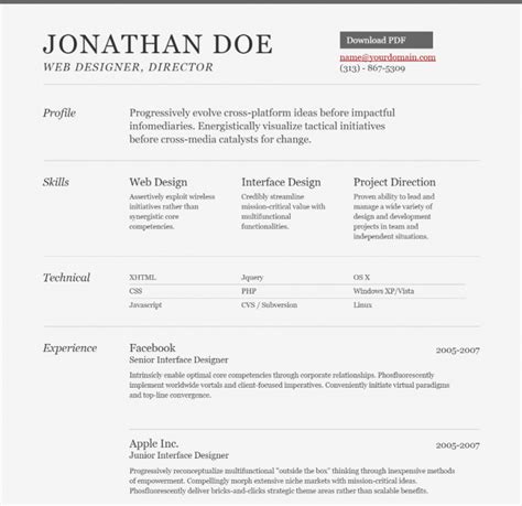 25 Professional Html And Css Resume Templates For Free Download And