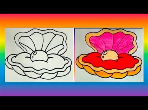 Cute Oyster Shell With Pearl Easy Pearl Drawing And Colouring Youtube