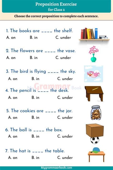 Preposition Exercise Worksheet For Class 2 With Answers And PDF In 2024