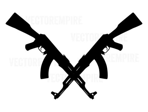 AK 47 SVG Gun Vector AK47 Crossed Rifle SVG Gun Cricut Files Rifle Clip