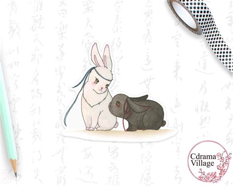 The Untamed Bunny Sticker Wei Wuxian And Lan Zhan Rabbits On Mo Dao Zu