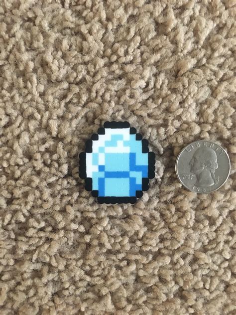 Perler Bead Minecraft Diamond Pin Etsy