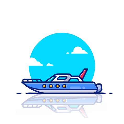 Speed Boat Cartoon Vector Icon Illustration Water Transportation Icon