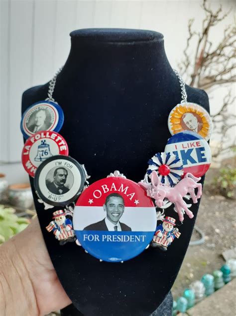 Presidential Pins Statement Repurposed Upcycled Unique Bib Etsy