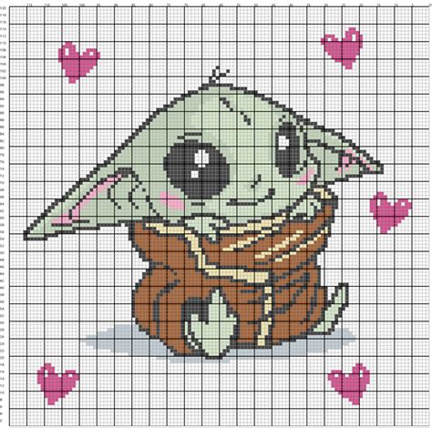 Grid Baby Yoda Grid Star Wars Pixel Art Maryandbendy