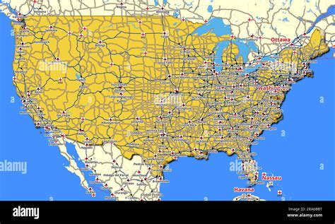 Highly Detailed Map Of United States Of America Showcasing The Main