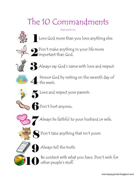 Ten Commandments Worksheets