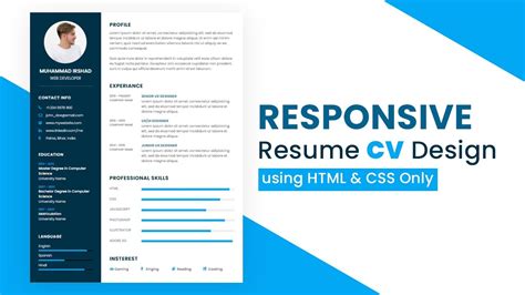 How To Create Responsive Resume Website Using Html And Css Resume Cv