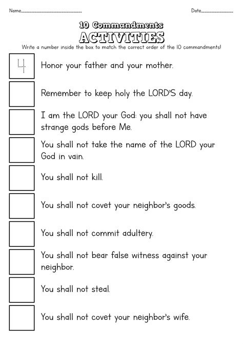 14 Best Images Of Free Printable 10 Commandments Worksheets Free