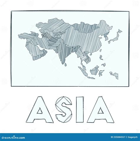 Sketch Map Of Asia Grayscale Hand Drawn Map Of Stock Vector