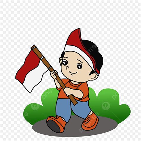 94 Gambar Kartun Orang Bawa Bendera Merah Putih Images And Photos Finder