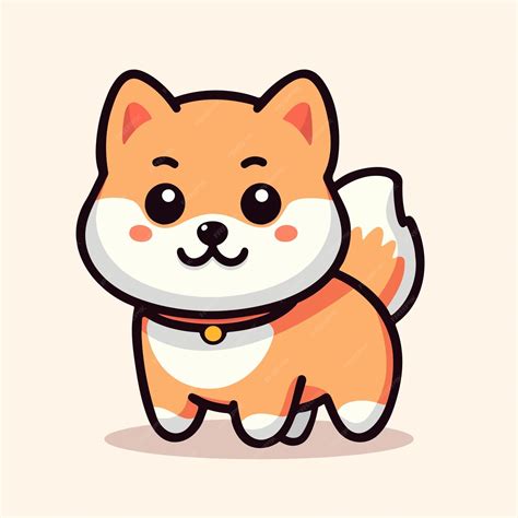 Premium Vector Cute Shiba Inu Dog Cartoon Illustration