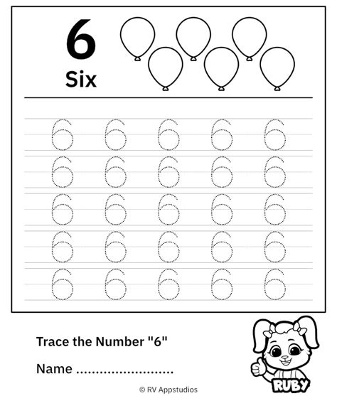 Number 6 Worksheet Preschool Free Printable Templates