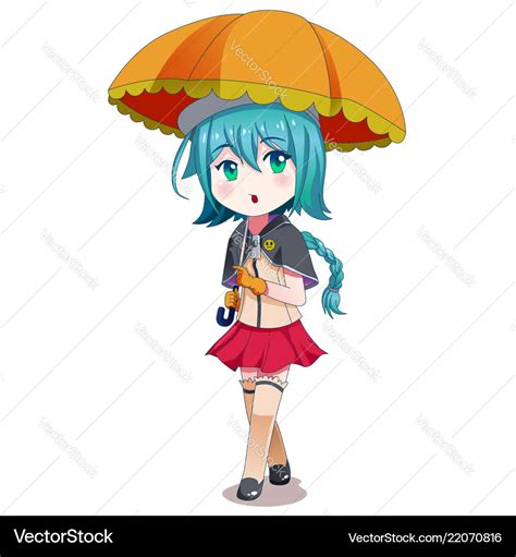 Anime Girl Holding Umbrella Royalty Free Vector Image