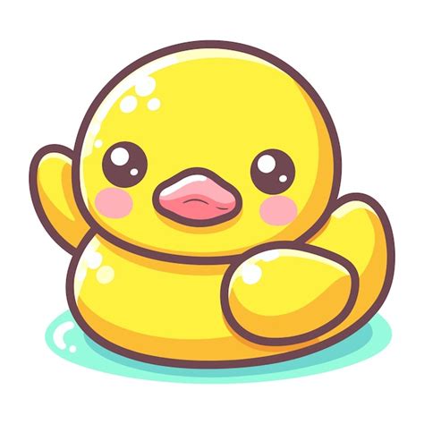 Lindo Vector De Dibujos Animados De Pato De Goma Sobre Fondo Blanco