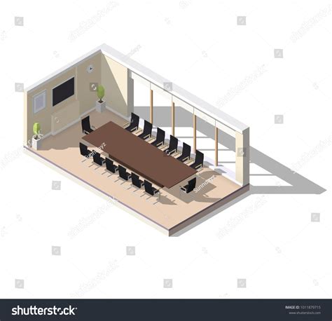 Isometric Low Poly Conference Room Illustration Stock Vector Royalty