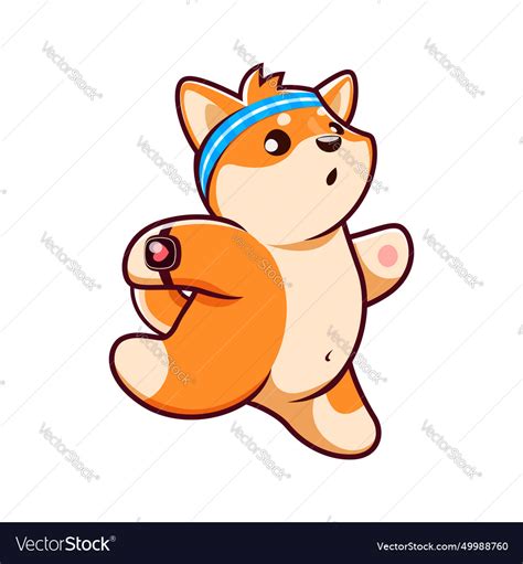 Cartoon Shiba Inu Dog Or Puppy Character Jogging Vector Image