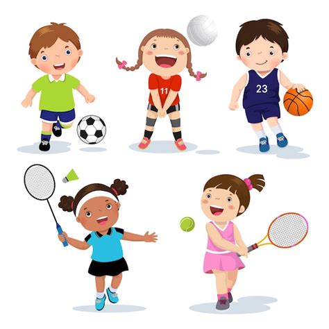 Premium Vector Various Sports Kids Isolated On White