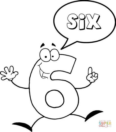 Number 6 Says Six Coloring Page Free Printable Coloring Pages Numbers