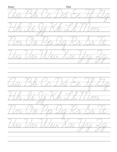 Printable Worksheets For Cursive Writing