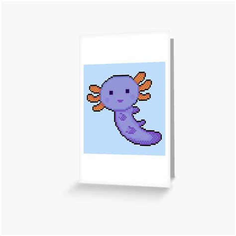 Blue Axolotl Pixel Art Greeting Card By Sezalilly Redbubble