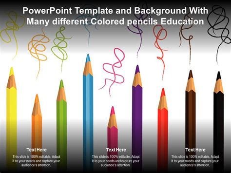 Powerpoint Template And Background With Many Different Colored Pencils