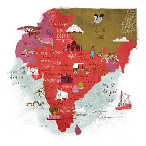 Illustrated Map Of India