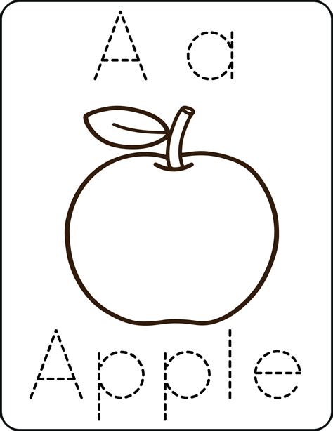 Letter Aa Uppercase And Lowercase Cute Children Coloring An Apple