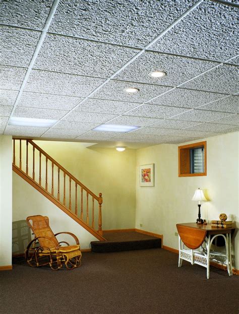 Their drop ceiling replacement was a major step toward making their basement an inviting place for relaxing and entertaining. Cheyenne™ Acoustical Ceiling Panels Finished Basement View ...