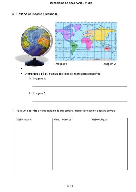 Atividades Geografia 6° Ano ExercÍcios Provas AvaliaÇÕes Imagens