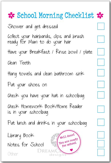 School Morning Checklist Stress Free Way To Help Get The Kids Off To