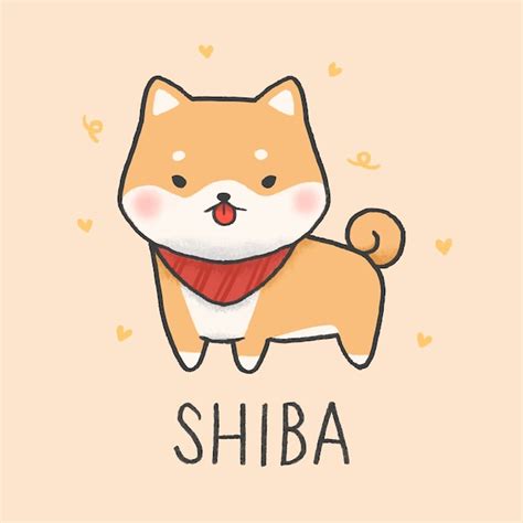 Premium Vector Cute Shiba Inu Dog Cartoon Hand Drawn Style