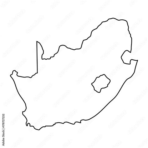 South Africa Map Of Black Contour Curves Of Vector Illustration Stock