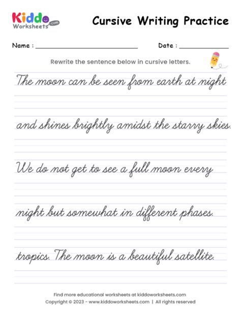 Free Printable Cursive Writing Worksheet 12 Kiddoworksheets