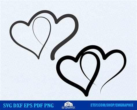 Double Heart Svg Abstract Heart Cut File Heart Outline Etsy