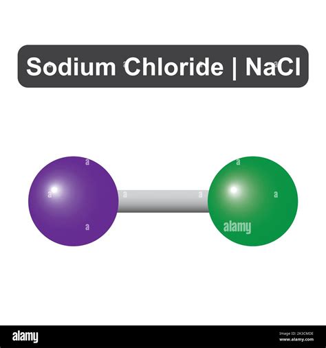 Molecular Model Of Sodium Chloride Nacl Molecule Vector Illustration