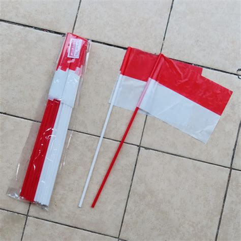 Jual 20 Pcs Stik Bendera Plastik Pawai 17 Agustus Hut Ri Merah Putih