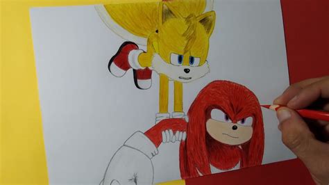 Dibujando A Tails Y Knuckles Volando Sonic 2 La Película Drawing