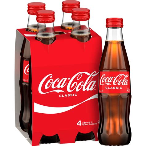 Coca Cola Classic Soft Drink Multipack Glass Bottles 4 X 330ml