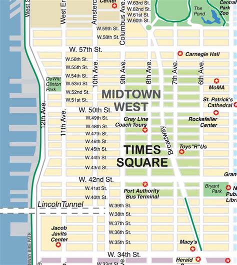 Printable Street Map Of Midtown Manhattan Printable Maps