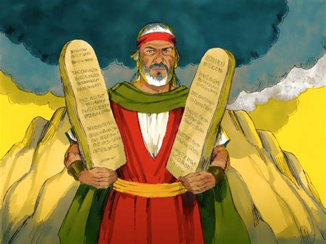 Moses Descending Mount Sinai With The Ten Commandments Inspirational